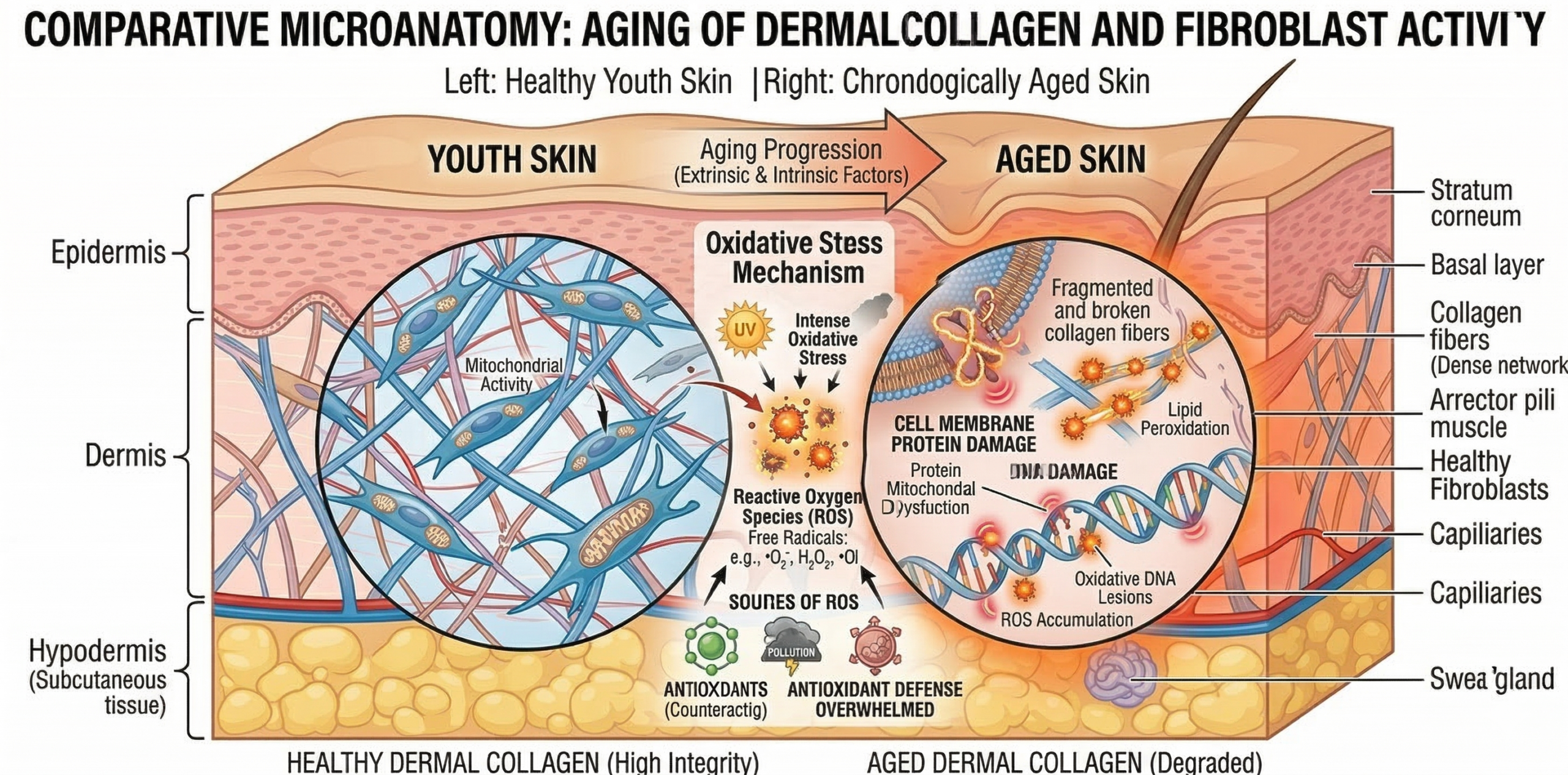 estrés oxidativo radicales libres daño celular piel