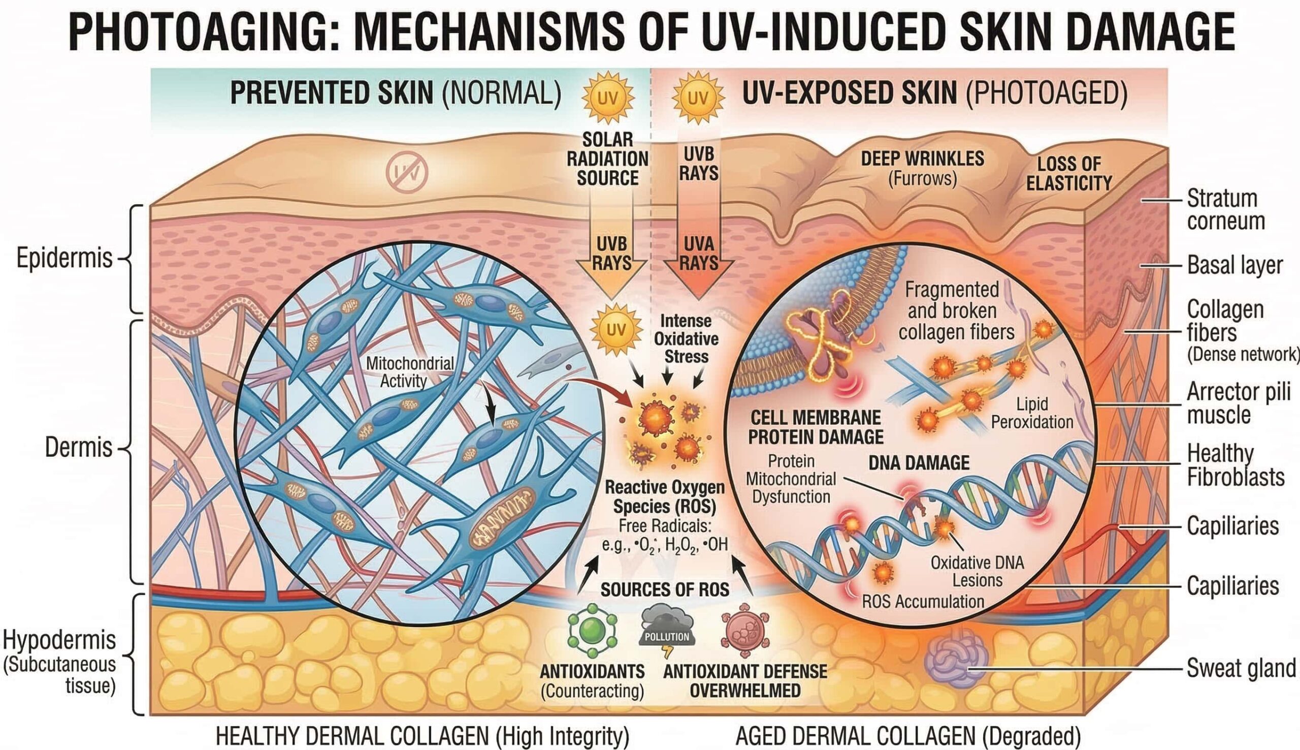 fotoenvejecimiento causado por radiación ultravioleta